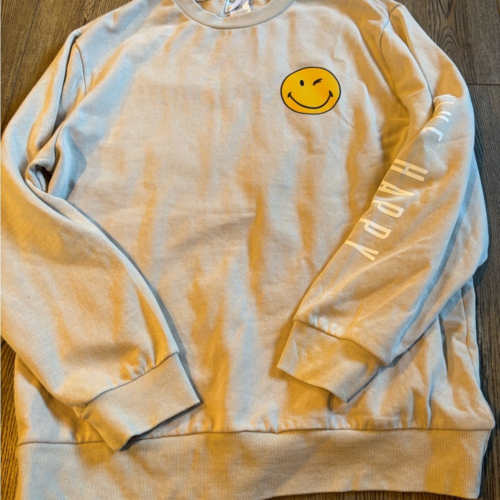 Smiley Face Beige Womens Sweatshirt